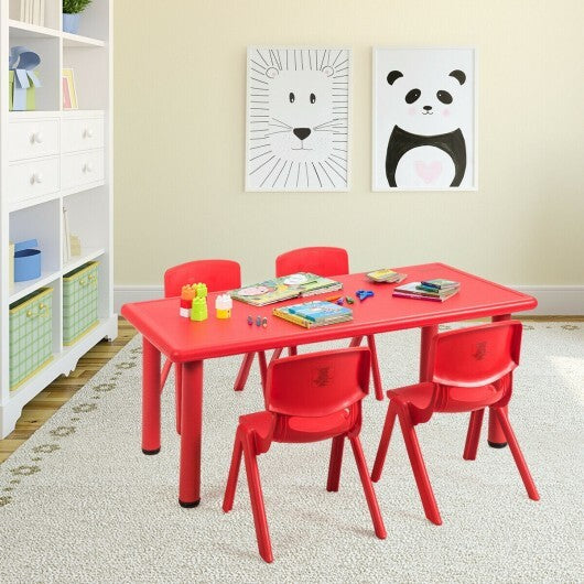 Kids Plastic Rectangular Learn and Play Table-Red - Minihomy