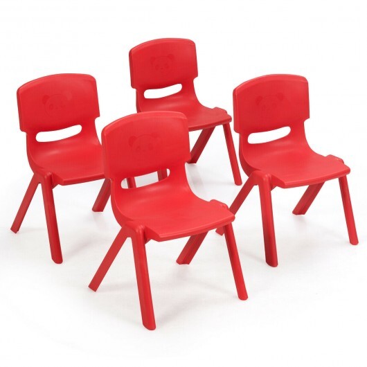 4-pack Kids Plastic Stackable Classroom Chairs-Red - Color: Red - Minihomy