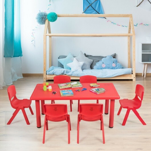 6-pack Kids Plastic Stackable Classroom Chairs-Red - Color: Red - Minihomy