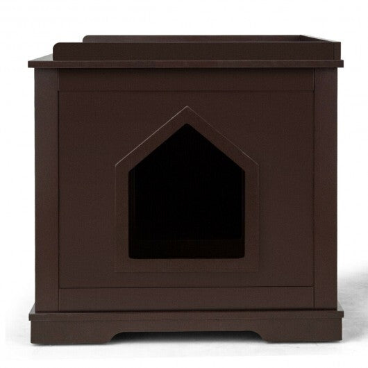 Cat Litter Box Enclosure with Double Doors for Large Cat and Kitty-Brown - Color: Brown