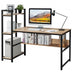 59-Inch Computer Desk Home Office Workstation 4-Tier Storage Shelves-Natural - Color: Natural - Minihomy