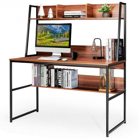 47-Inch Computer Desk Writing Study Table Workstation-Coffee - Color: Brown - Minihomy