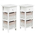 2 Pieces Bedroom Bedside End Table with Drawer Baskets-White - Minihomy