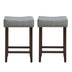 2 Pieces Nailhead Saddle Bar Stools with Fabric Seat and Wood Legs-Gray - Minihomy