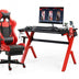 Ergonomic Gaming Desk with Carbon Fiber Surface and R-Shape Steel Frame - Color: Black & Red - Minihomy