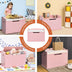 Kids Toy Wooden Flip-top Storage Box Chest Bench with Cushion Hinge-Pink - Color: Pink - Minihomy