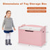 Kids Toy Wooden Flip-top Storage Box Chest Bench with Cushion Hinge-Pink - Color: Pink - Minihomy