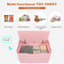 Kids Toy Wooden Flip-top Storage Box Chest Bench with Cushion Hinge-Pink - Color: Pink - Minihomy