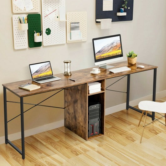 79 Inches Multifunctional Office Desk for 2 Person with Storage-Black - Color: Black - Minihomy