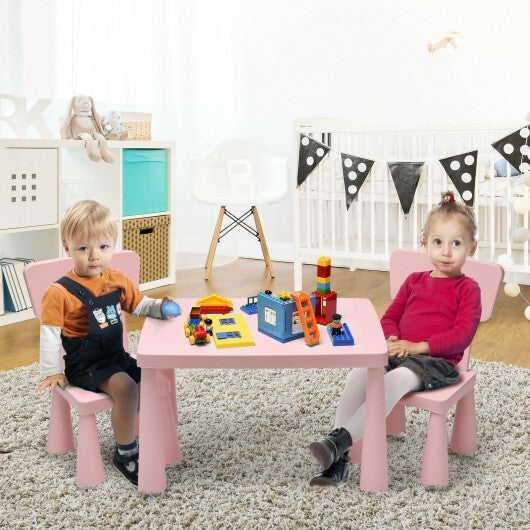 3 Pieces Toddler Multi Activity Play Dining Study Kids Table and Chair Set-Pink - Color: Pink - Minihomy