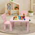 3 Pieces Toddler Multi Activity Play Dining Study Kids Table and Chair Set-Pink - Color: Pink - Minihomy