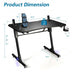 43.5 Inch Height Adjustable Gaming Desk with Blue LED Lights - Color: Black - Minihomy