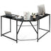 L Shaped Corner Home Office Computer Desk Home-Black - Color: Black - Minihomy