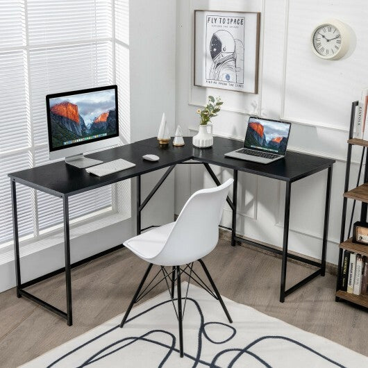 L Shaped Corner Home Office Computer Desk Home-Black - Color: Black - Minihomy