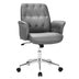 Modern Home Office Leisure Chair PU Leather Adjustable Swivel with Armrest-Gray - Color: Gray - Minihomy