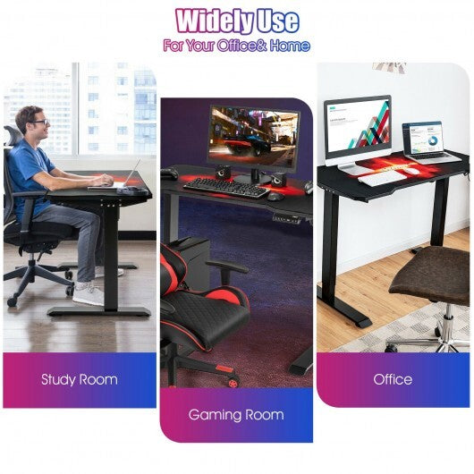 Electric Standing Gaming Desk with Height Adjustable Splice Board - Color: Black - Minihomy