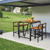 5 Pieces Outdoor Acacia Wood and PE Rattan Bar Set - Minihomy