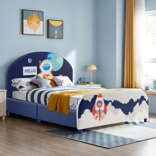 Kids Upholstered Platform Bed with Headboard and Footboard