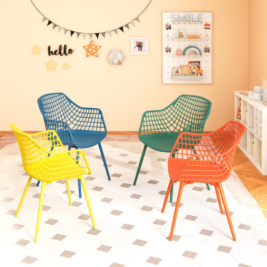 4 Pieces Kids Chairs with Curved Backrest and Ergonomic Armrests - Color: Multicolor - Minihomy