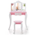 Kid's Wooden Vanity Table and Stool Set  with 3-Panel Acrylic Mirror-White - Color: White - Minihomy