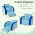 3 in 1 Convertible Flip Open Kids Sofa for Nap Play Sleep - Color: Blue - Minihomy