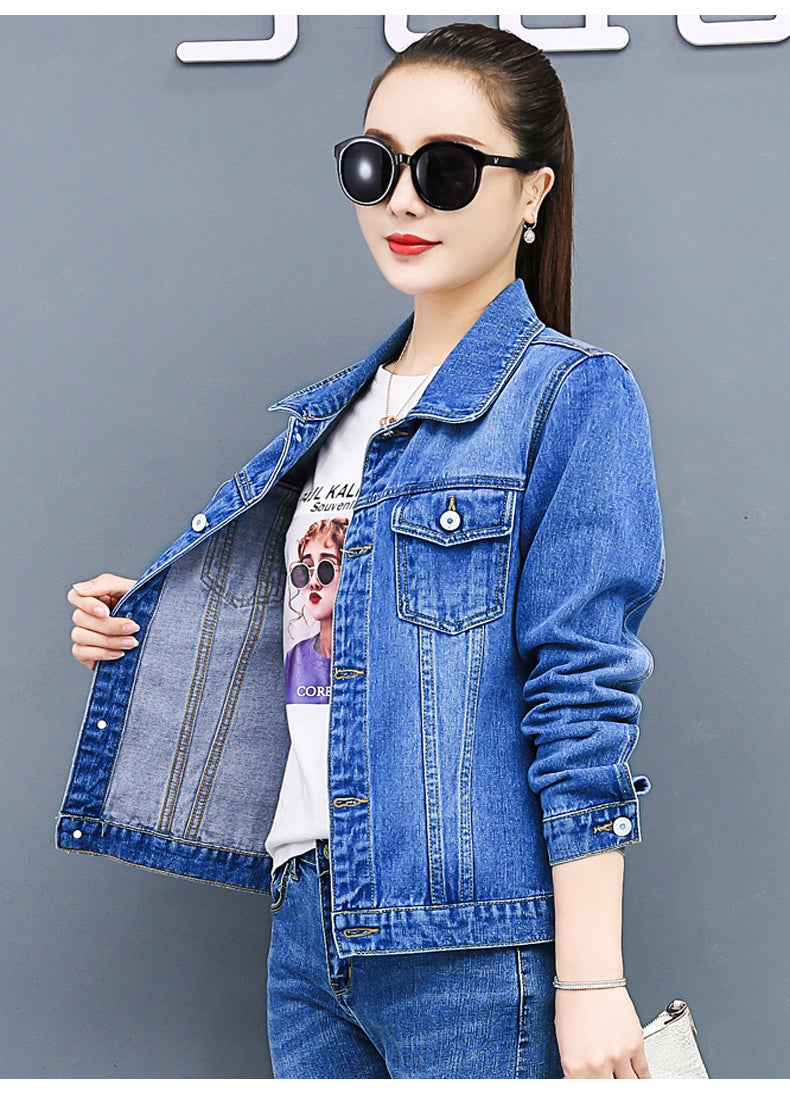 Denim Jacket Women Jeans Jackets Blue Black New Autumn Wear - Minihomy