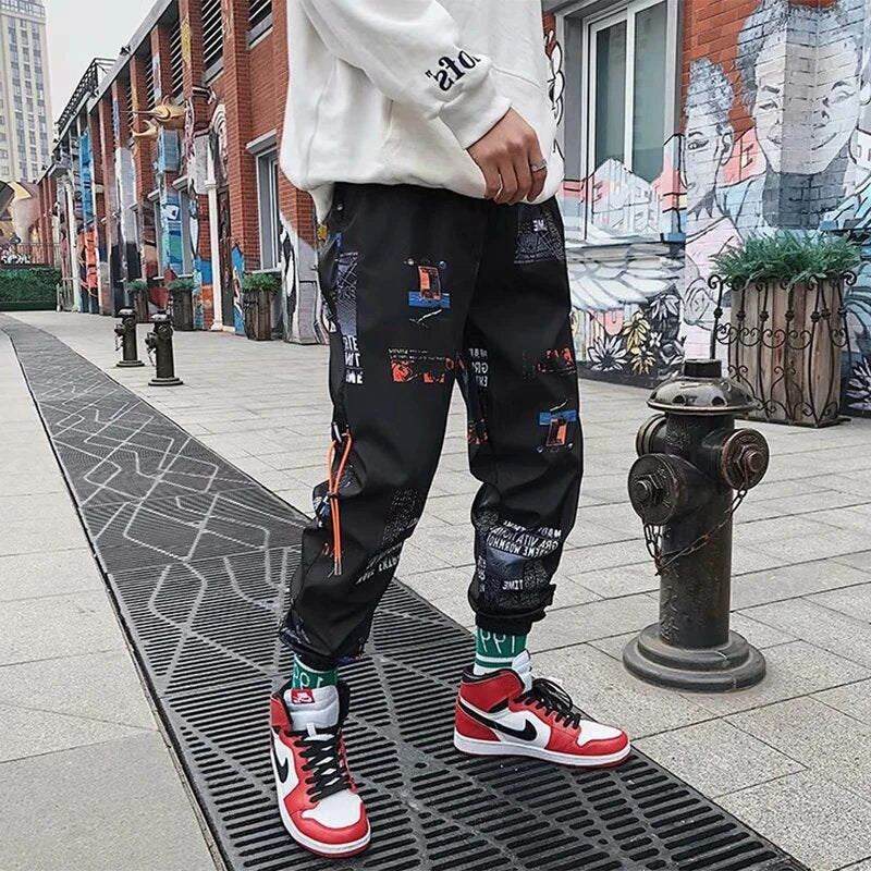 Cropped Pants For The Summer Men Loose Joggers Print Streetwear Harem Pants - Minihomy