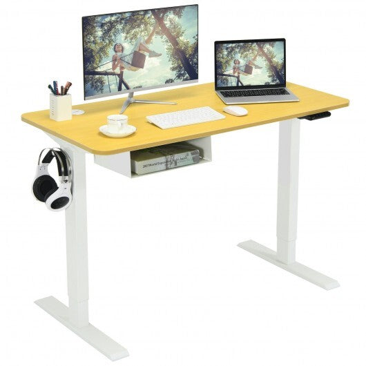 48-Inch Electric Standing Adjustable Desk with Control Panel and USB Port-Natural - Color: Natural - Minihomy