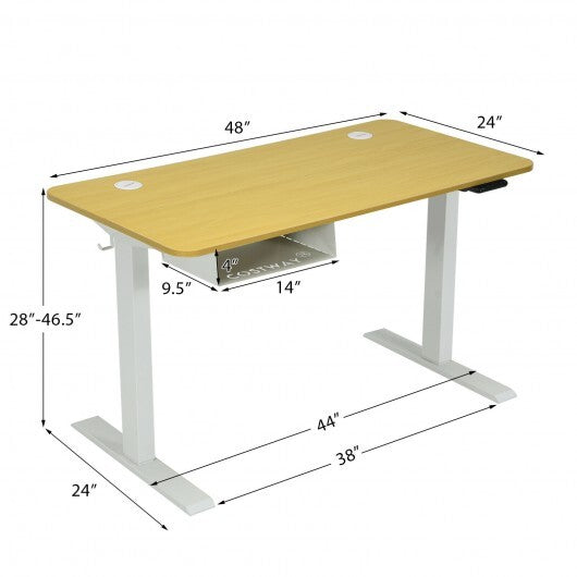 48-Inch Electric Standing Adjustable Desk with Control Panel and USB Port-Natural - Color: Natural - Minihomy