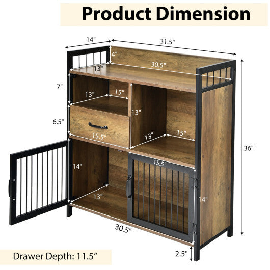 Buffet Cabinet with Drawer and Wood Storage Shelf for Kitchen-Rustic Brown - Minihomy