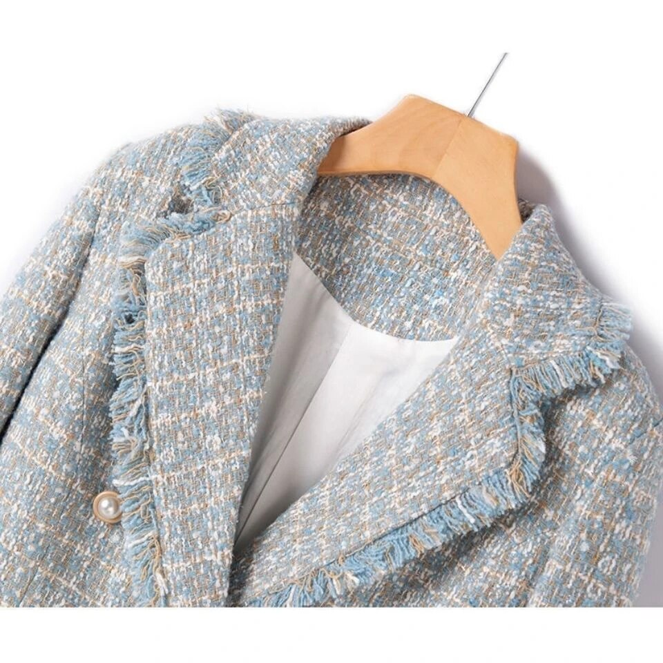 High Quality Wool Blends Tweed Jacket Women - Minihomy