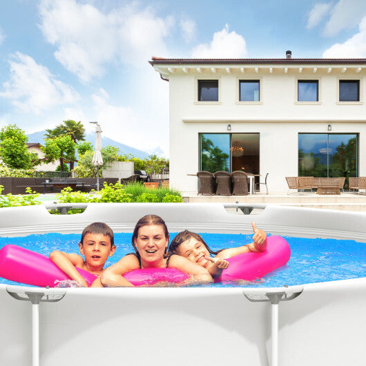 Round Above Ground Swimming Pool With Pool Cover-Gray - Color: Gray