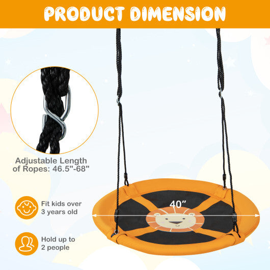 40 Inches Saucer Tree Swing Round with Adjustable Ropes and Carabiners-Yellow - Color: Yellow - Minihomy