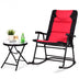 3 Pcs Outdoor Folding Rocking Chair Table Set with Cushion-Black&Red - Color: Red - Minihomy