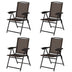 4 Pieces Folding Dining Chairs with Steel Armrests and Sling Back - Color: Brown - Minihomy