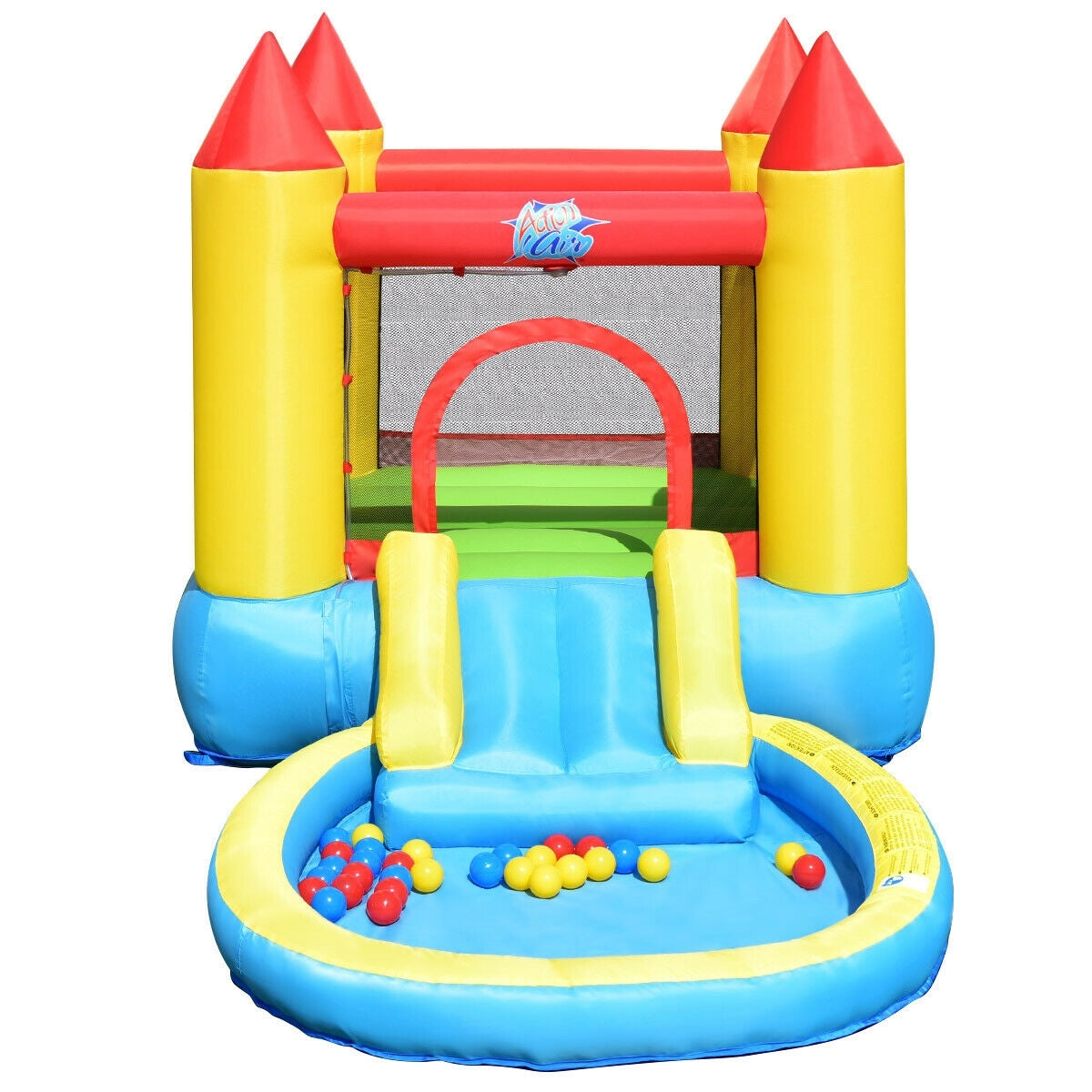 Inflatable Kids Slide Bounce House with 580w Blower - Color: Multicolor - Minihomy