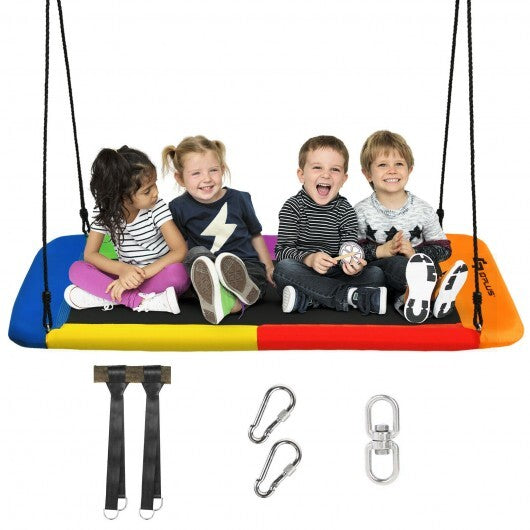 60 Inches Platform Tree Swing Outdoor with  2 Hanging Straps-Multicolor - Color: Multicolor - Minihomy