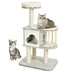 46 Inch Wooden Cat Activity Tree with Platform and Cushionsfor for Cats and Kittens - Minihomy