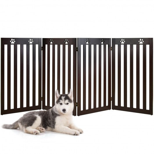 36 Inch Folding Wooden Freestanding Pet Gate  with 360? Hinge-Espresso