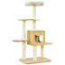 4 Levels Modern Wood Cat Tower with Washable Mats-Walnut - Color: Walnut - Minihomy