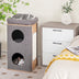 3-Story Cat House with Scratching Board for Indoor Cats - Color: Gray - Minihomy