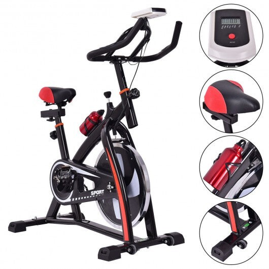 Household Adjustable Indoor Exercise Cycling Bike Trainer with Electronic Meter - Color: Black - Minihomy