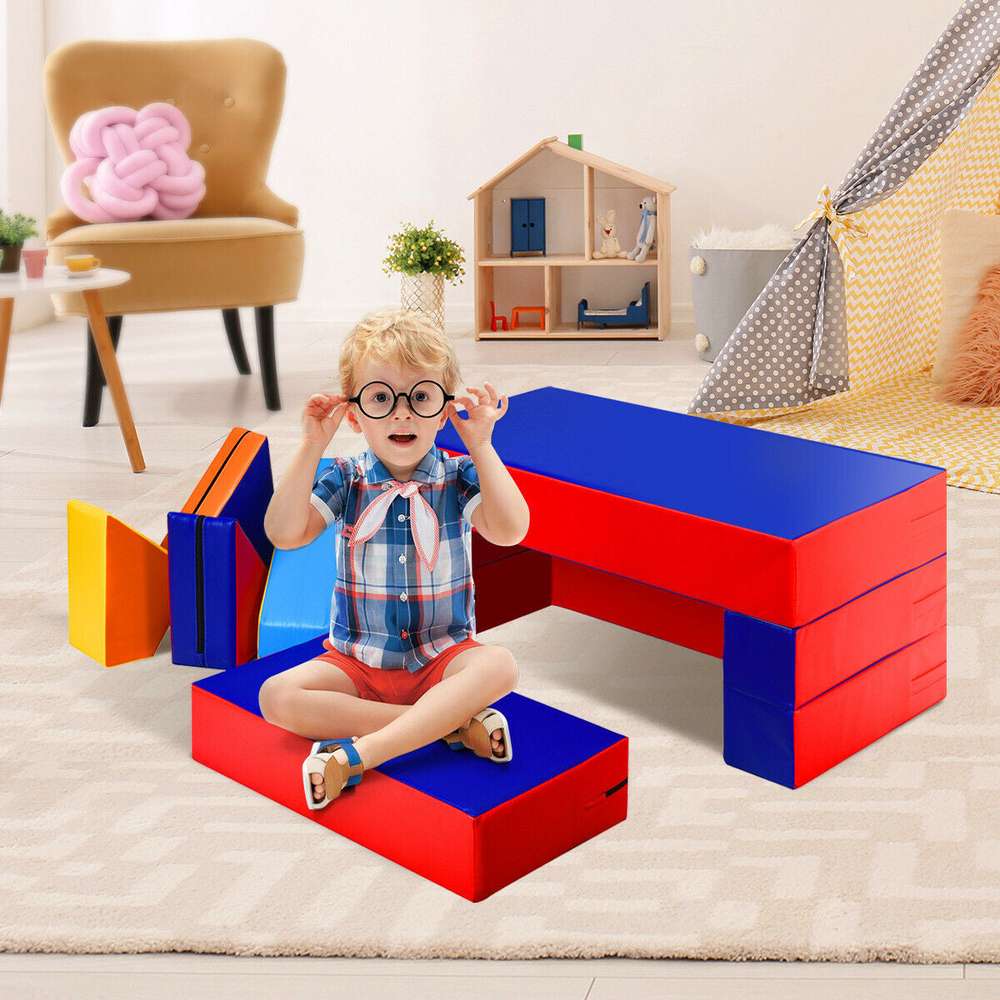 4-in-1 Crawl Climb Foam Shapes Toddler Kids Playset - Color: Multicolor - Minihomy