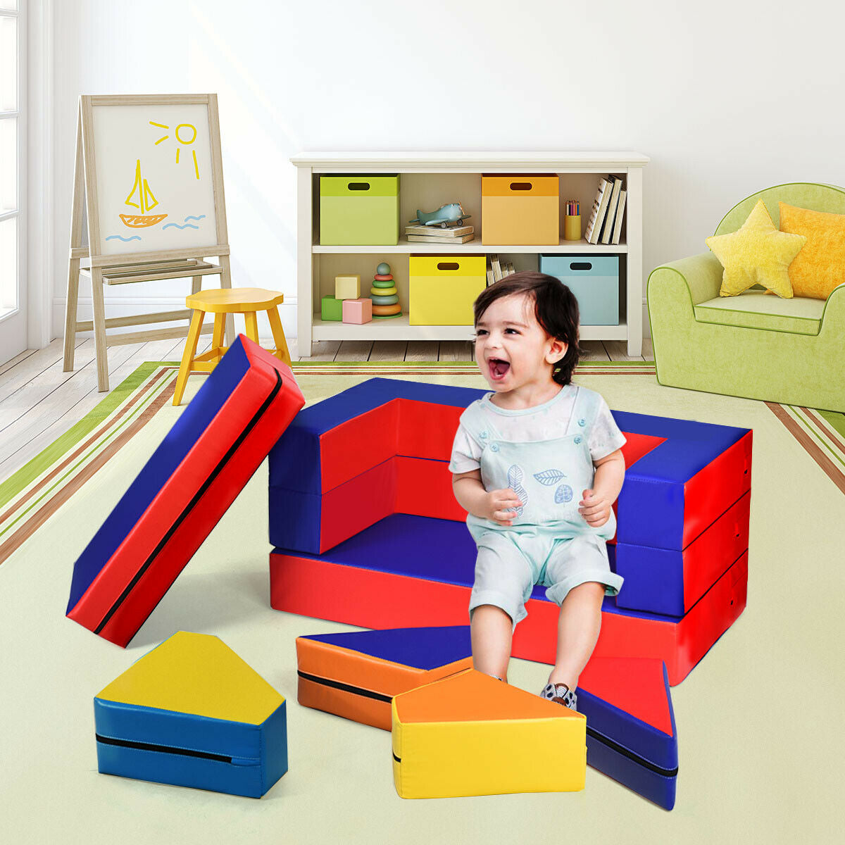 4-in-1 Crawl Climb Foam Shapes Toddler Kids Playset - Color: Multicolor - Minihomy