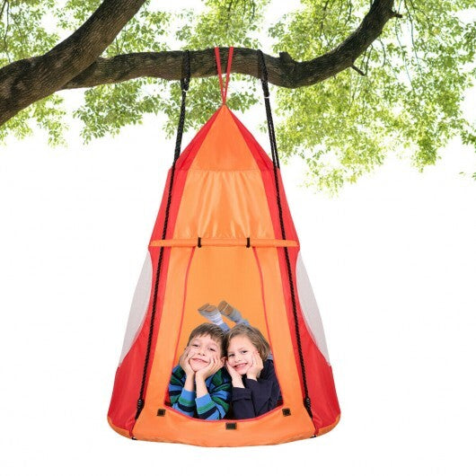 2-in-1 40 Inch Kids Hanging Chair Detachable Swing Tent Set-Orange - Color: Orange - Minihomy