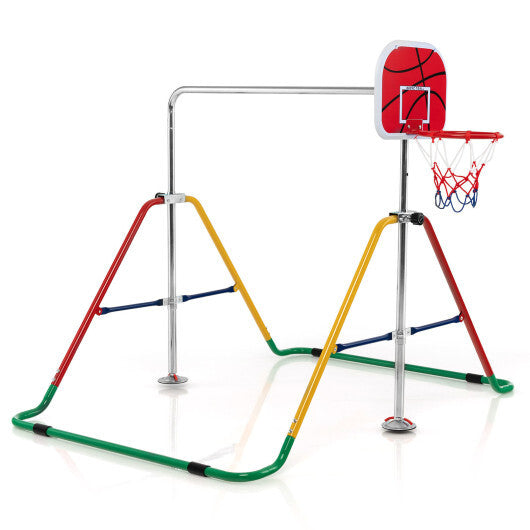 Kids Folding Horizontal Bar with 4 Adjustable Heights-Multicolor - Color: Multicolor