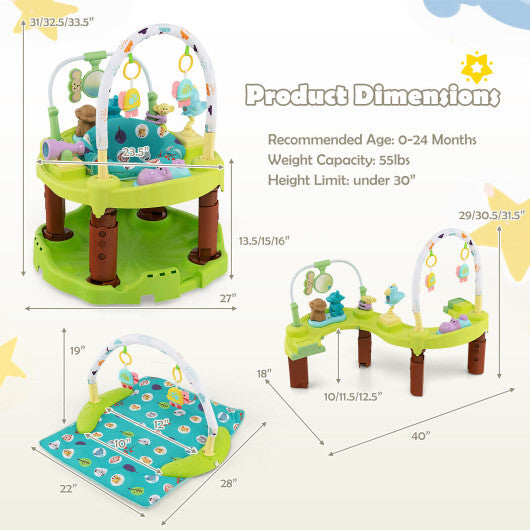 3-in-1 Baby Activity Center with 3-position for 0-24 Months-Green - Color: Green - Minihomy