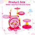 2-in-1 Kids Electronic Drum and Keyboard Set with Stool-Pink - Color: Pink - Minihomy