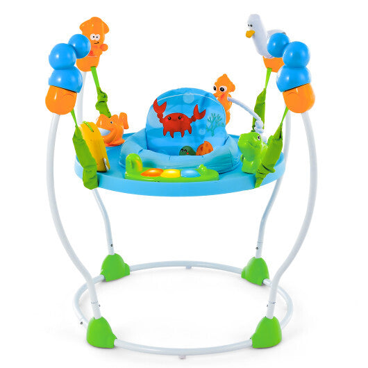 Underwater World Themed Baby Bouncer with Developmental Toys-Blue - Color: Blue