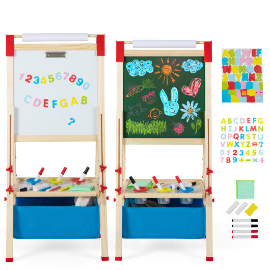 3-in-1 Double-Sided Adjustable Kid Easel for 3-8 Years Old Toddlers - Color: Multicolor - Minihomy